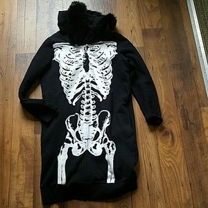 NEW Iron Fist black skeleton hoodie dress - L